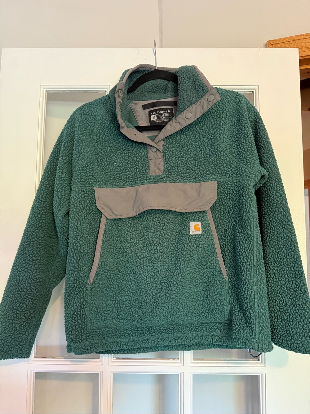 Carhartt Green Sherpa Pullover with Gray Trim